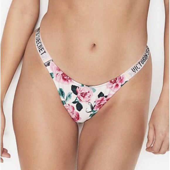 Victoria's Secret Shine Strap Swimsuit Brazilian Bikini Bottom Call Me Rose - S - Picture 3 of 4